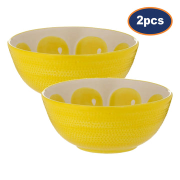 2Pcs World Foods 16cm Yellow Round Ceramic Bowl