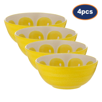 4Pcs World Foods 16cm Yellow Round Ceramic Bowl