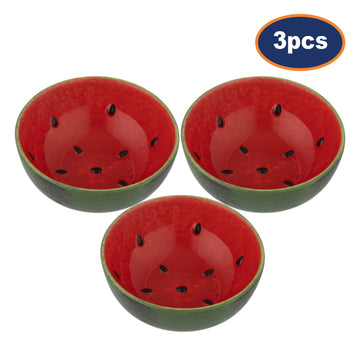 3Pcs World Foods 11cm Watermelon Round Ceramic Bowl