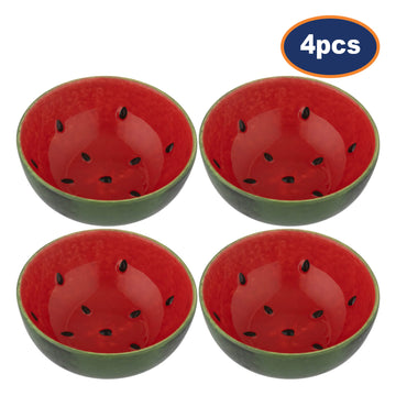 4Pcs World Foods 11cm Watermelon Round Ceramic Bowl
