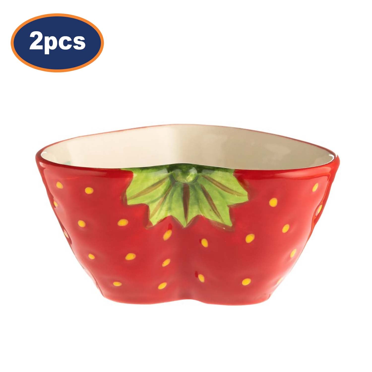 2Pcs Typhoon 12cm Red Strawberry Ceramic Salad Bowl