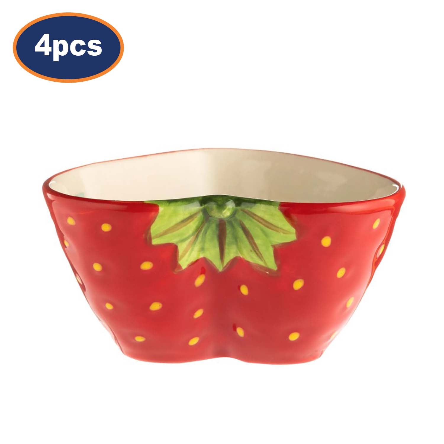 4Pcs Typhoon 12cm Red Strawberry Ceramic Salad Bowl