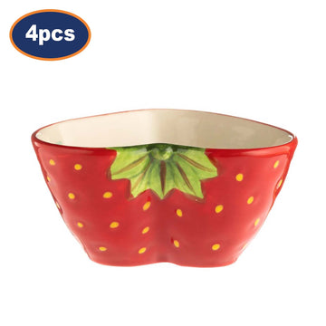 4Pcs Typhoon 12cm Red Strawberry Ceramic Salad Bowl