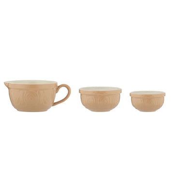 Set of 3 Mason Cash Brown Stoneware Stackable Measuring Cups