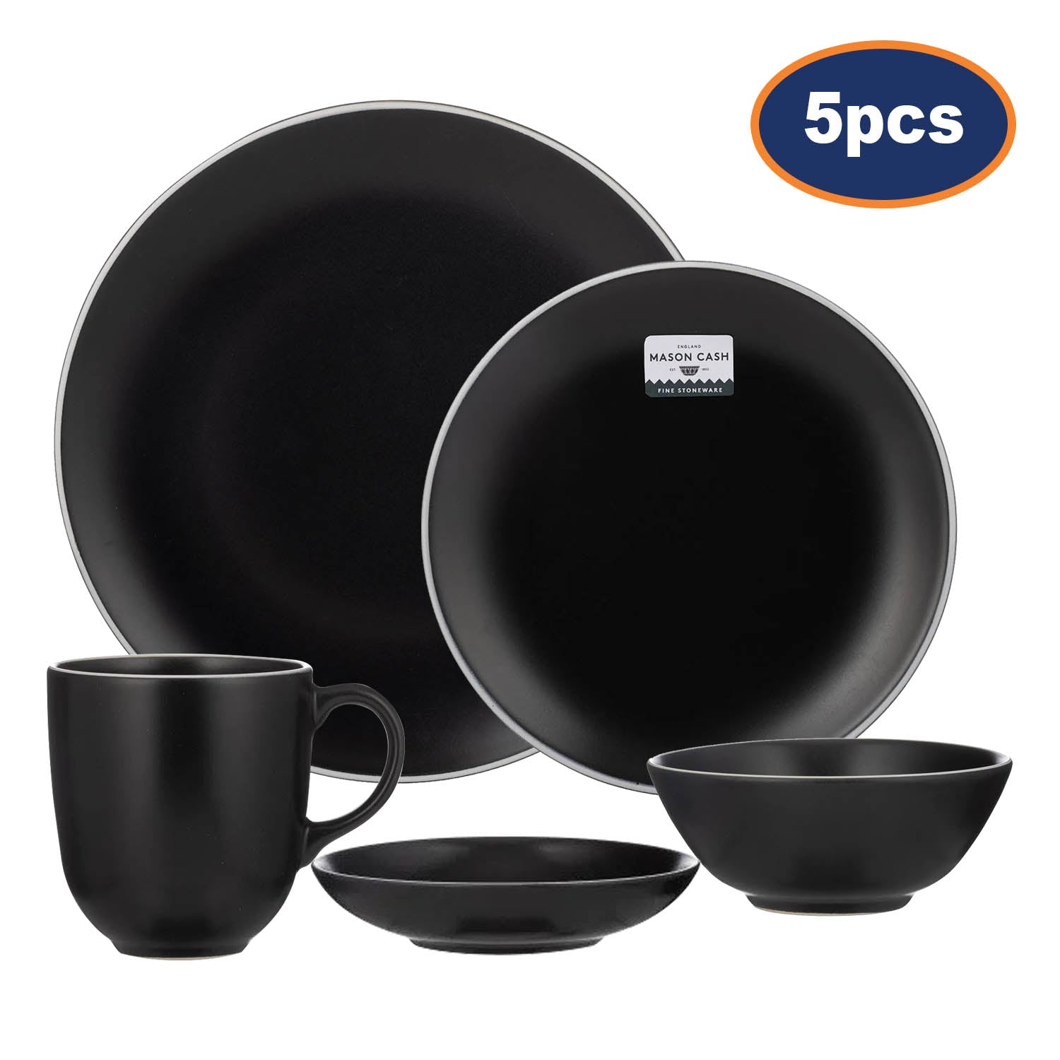 5Pcs Black Ceramic Dining Set