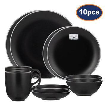 10Pcs Black Ceramic Dining Set