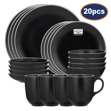 20Pcs Black Ceramic Dining Set