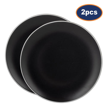 2Pcs 26cm Round Ceramic Classic Black Dinner Plate