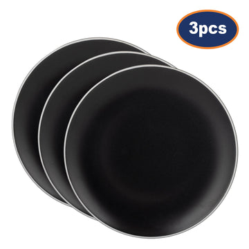 3Pcs 26cm Round Ceramic Classic Black Dinner Plate