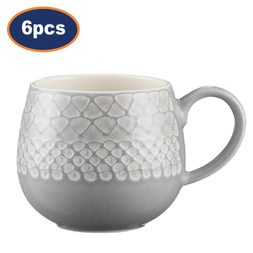 Set of 6 350ml Grey Organic Coffee Tea Mug Drinking Cup