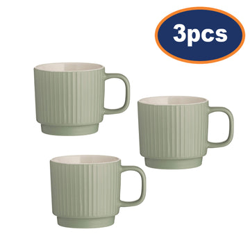 3pcs 355ml Green Embossed Mug