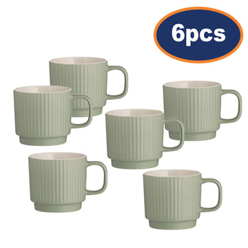 6pcs 355ml Green Embossed Mug