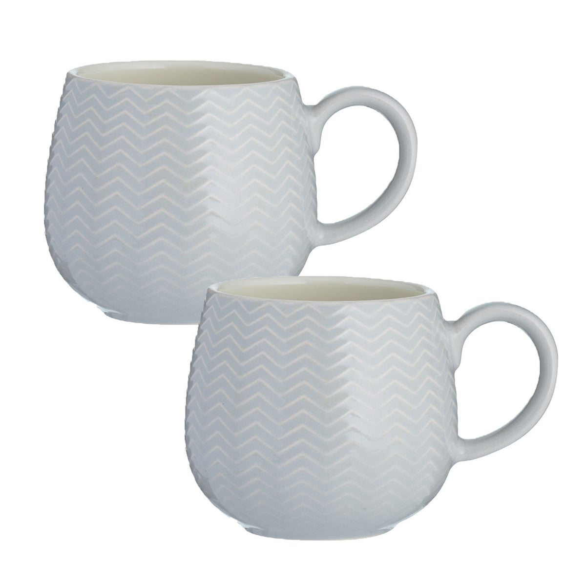2pcs Mason Cash 350ml Embossed Chevron Grey Mug