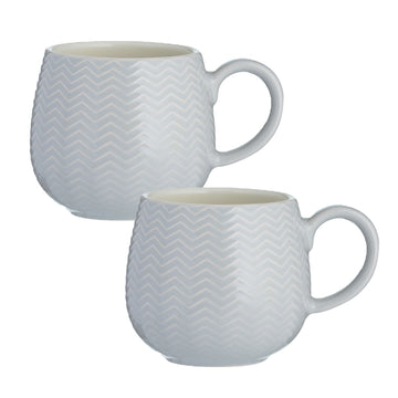 2pcs Mason Cash 350ml Embossed Chevron Grey Mug