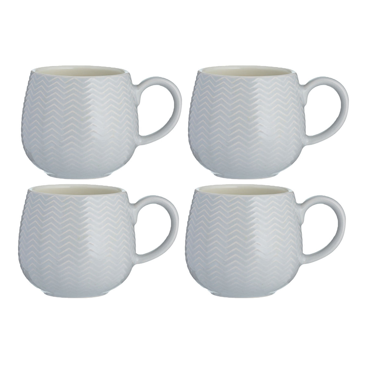 4pcs Mason Cash 350ml Embossed Chevron Grey Mug
