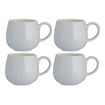4pcs Mason Cash 350ml Embossed Chevron Grey Mug