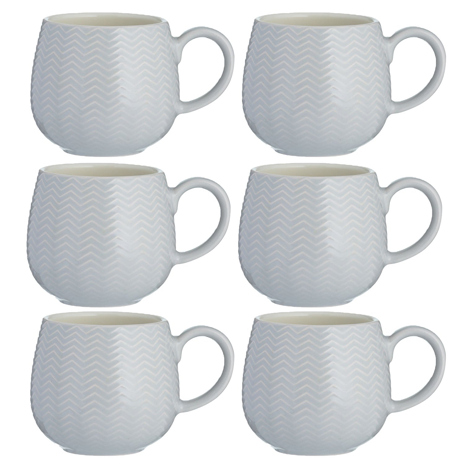 6pcs Mason Cash 350ml Embossed Chevron Grey Mug