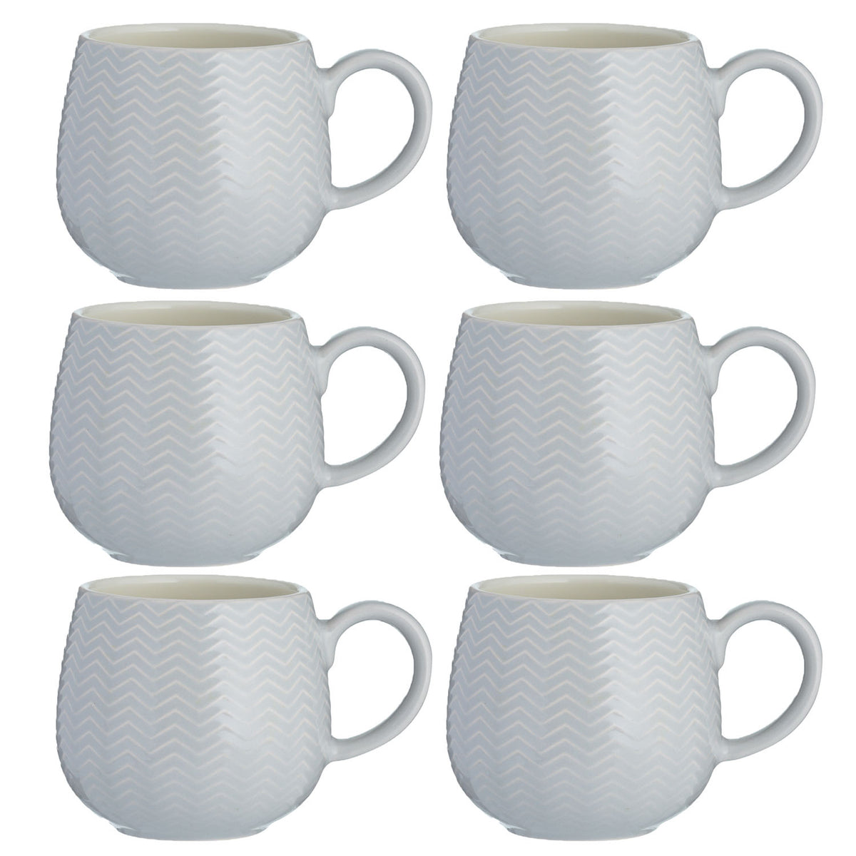 6pcs Mason Cash 350ml Embossed Chevron Grey Mug