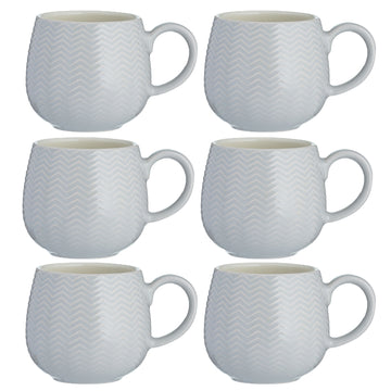 6pcs Mason Cash 350ml Embossed Chevron Grey Mug