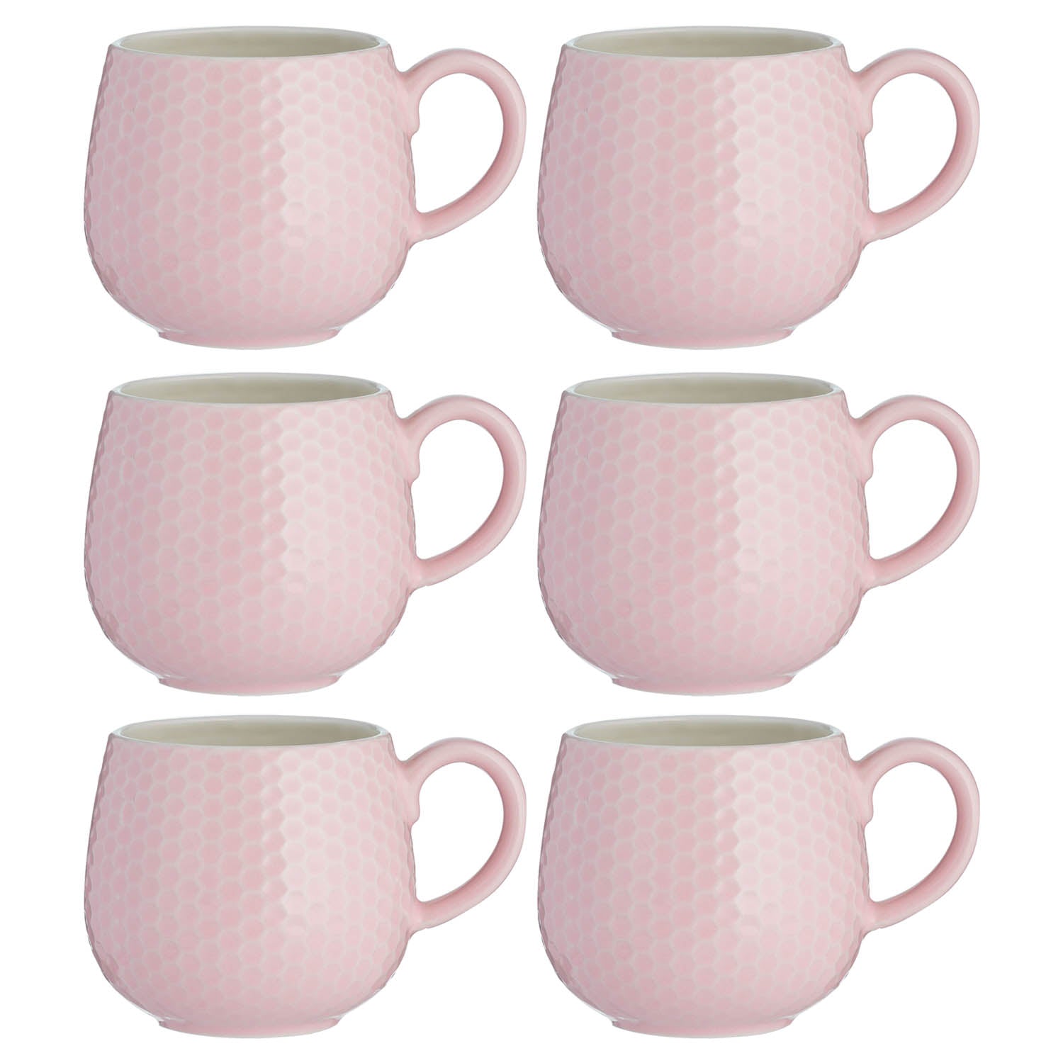 6Pcs Mason Cash Embossed Honeycomb Pink Mug
