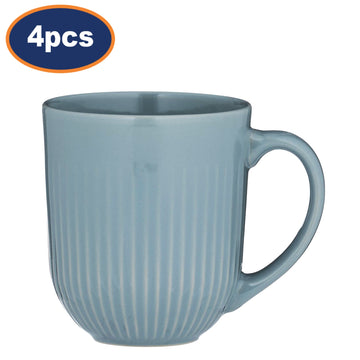 4Pcs Stoneware Linear Blue Mugs