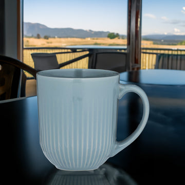 2Pcs Stoneware Linear Blue Mugs