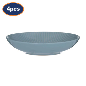 4Pcs 22cm Blue Round Stoneware Serving Bowls