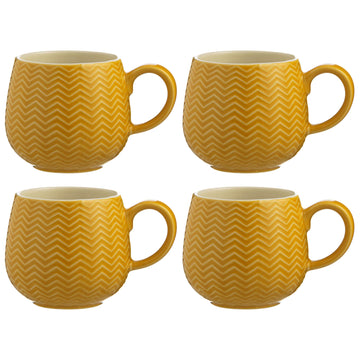 4Pcs Mason Cash Embossed Chevron Ochre Mug