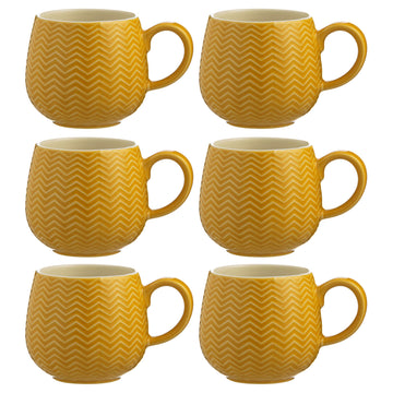 6Pcs Mason Cash Embossed Chevron Ochre Mug