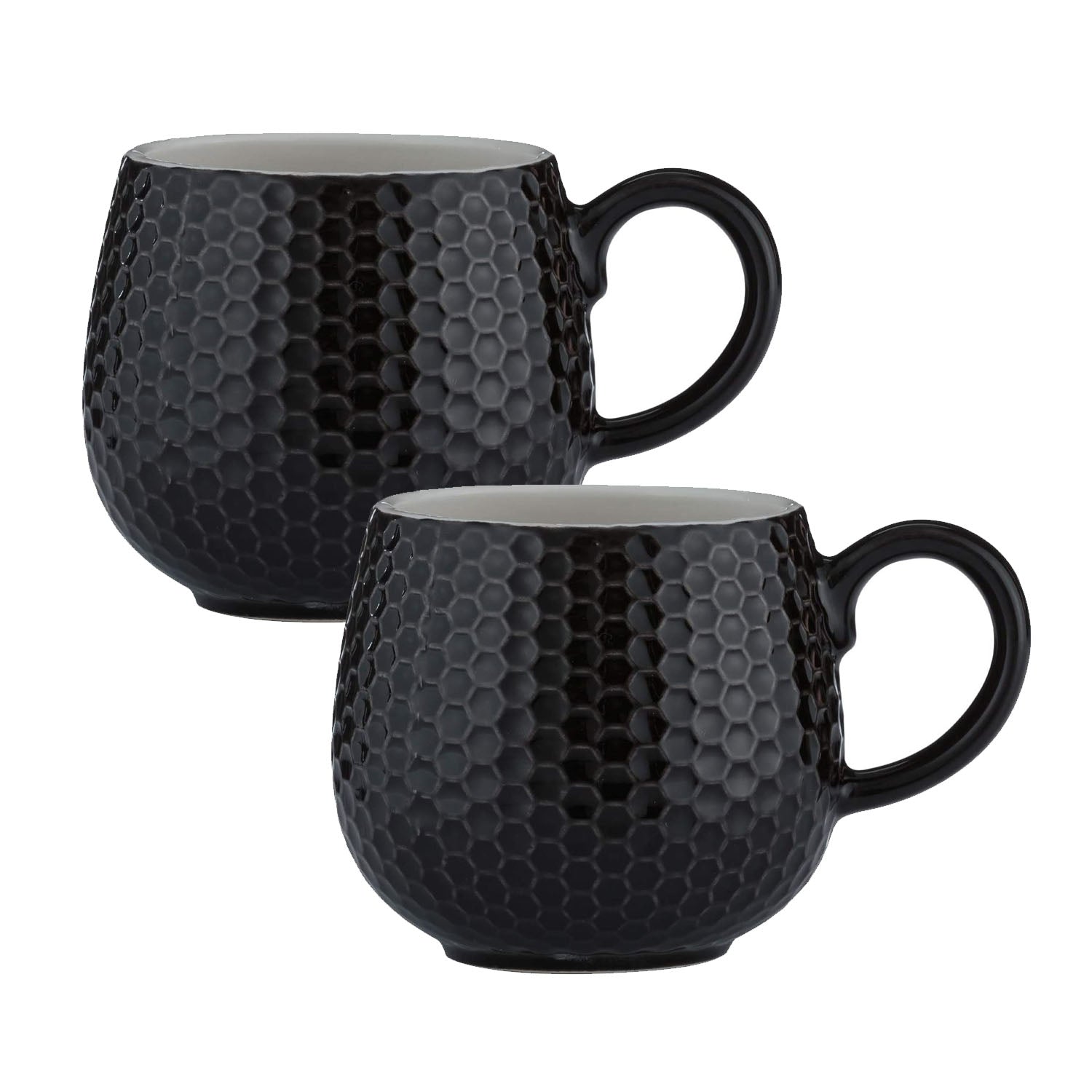 2Pcs Mason Cash 350ml Embossed Honeycomb Black Mug