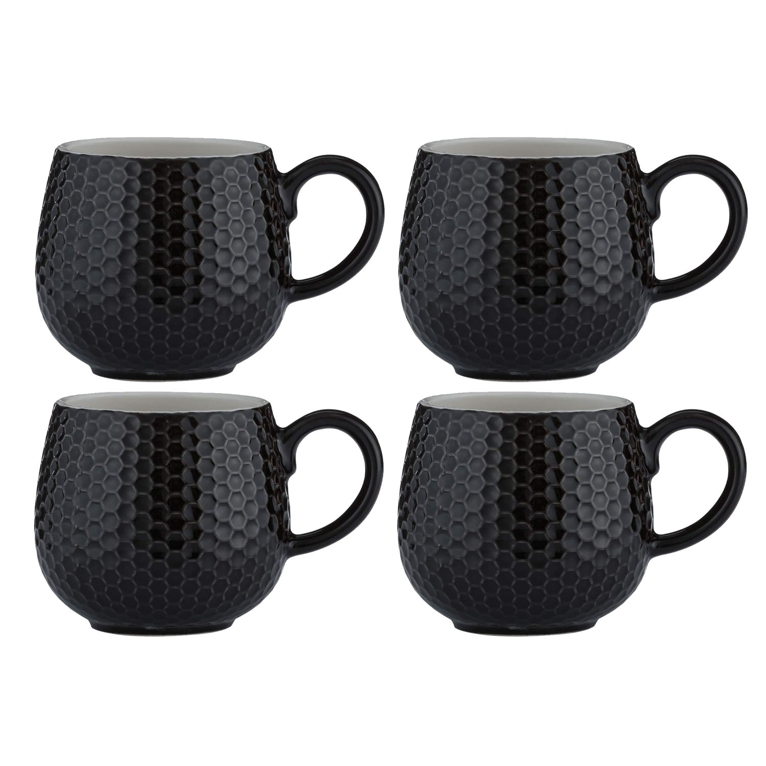 4Pcs Mason Cash 350ml Embossed Honeycomb Black Mug