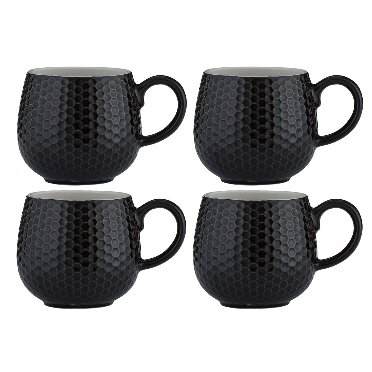 4Pcs Mason Cash 350ml Embossed Honeycomb Black Mug