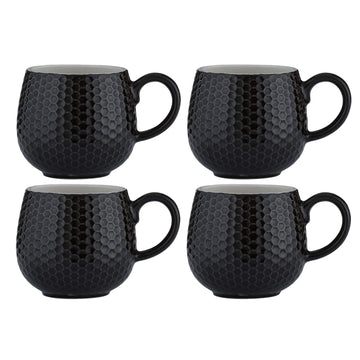 4Pcs Mason Cash 350ml Embossed Honeycomb Black Mug