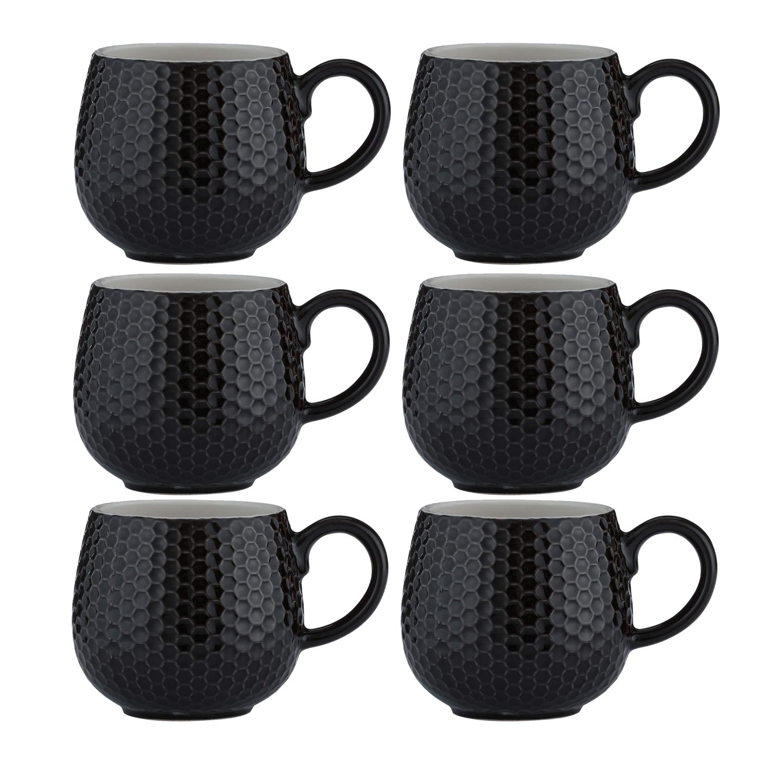 6Pcs Mason Cash 350ml Embossed Honeycomb Black Mug