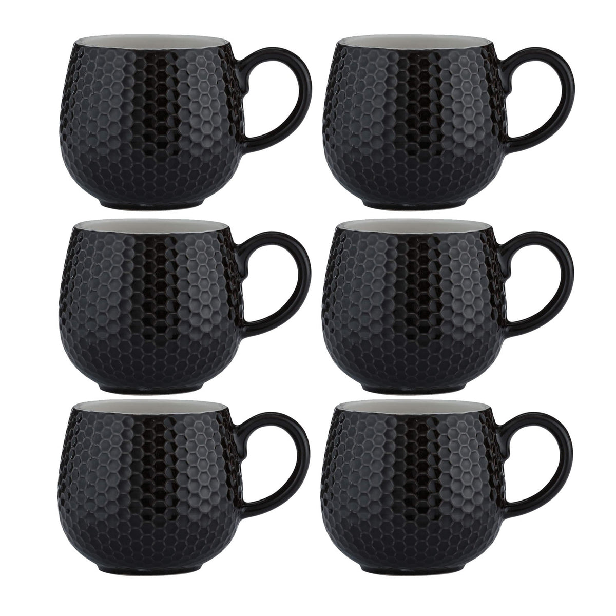 6Pcs Mason Cash 350ml Embossed Honeycomb Black Mug