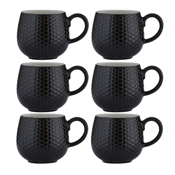 6Pcs Mason Cash 350ml Embossed Honeycomb Black Mug
