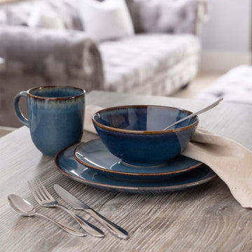 16cm Blue Reactive Glazed 600ml Stoneware Bowl