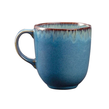 400ml Blue Reactive Glaze Stoneware Brown Rim Coffee Mug