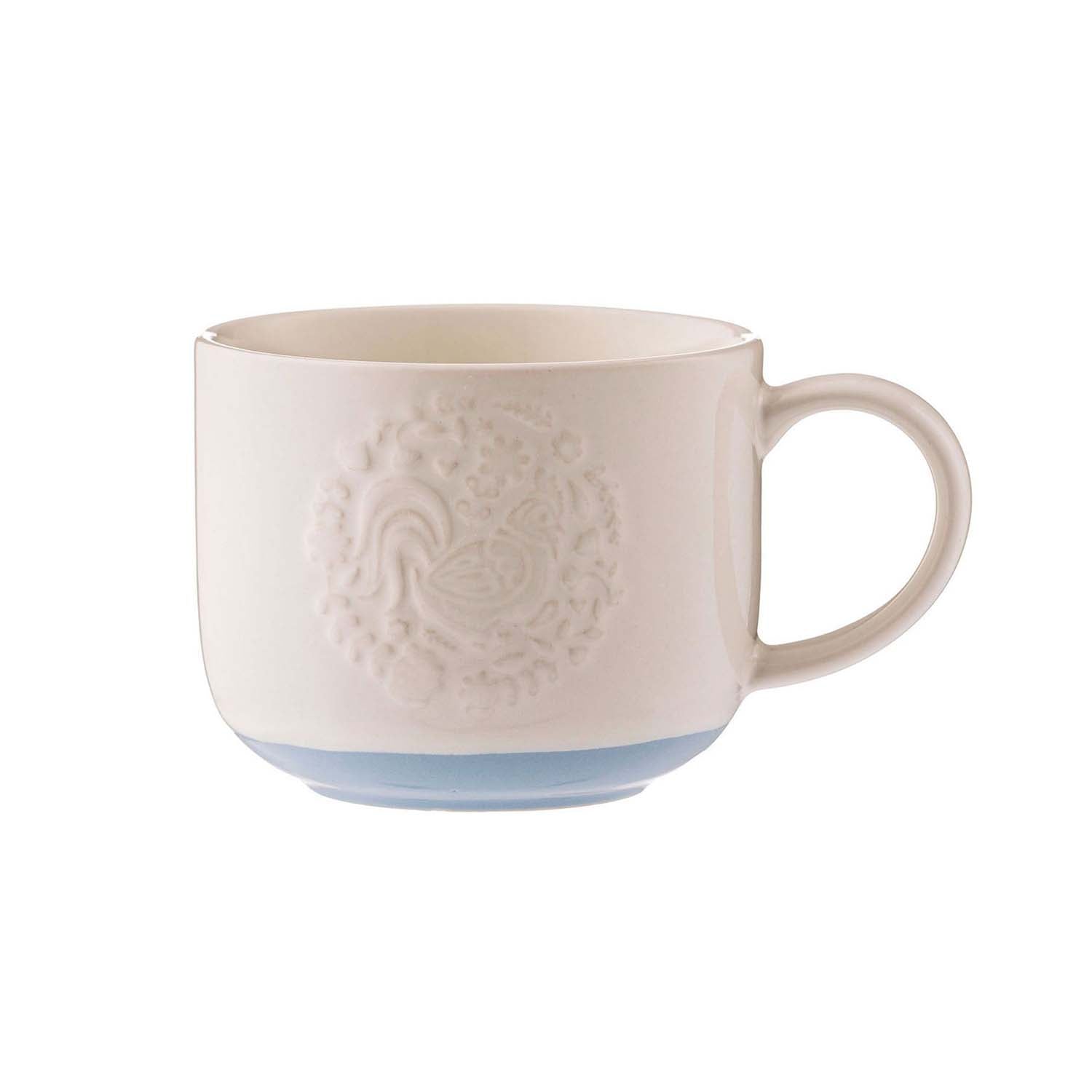 350ml Cream & Blue Stoneware Farm Cockerel Coffee Mug