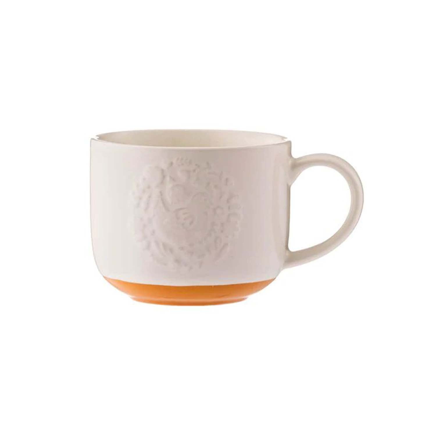 350ml Cream & Orange Stoneware Farm Hen Coffee Mug