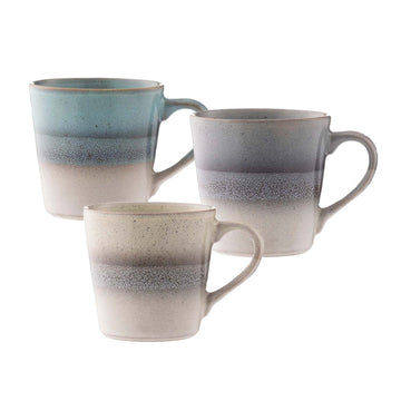 3Pcs Mason Cash 400ml Fade Blue Grey Cream Stoneware Coffee Mugs
