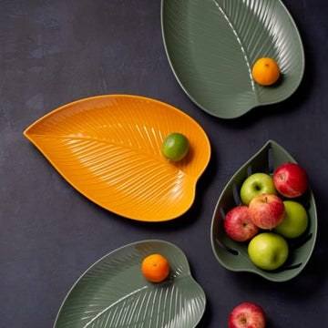 In The Forest Stoneware Medium Leaf Shaped Platter