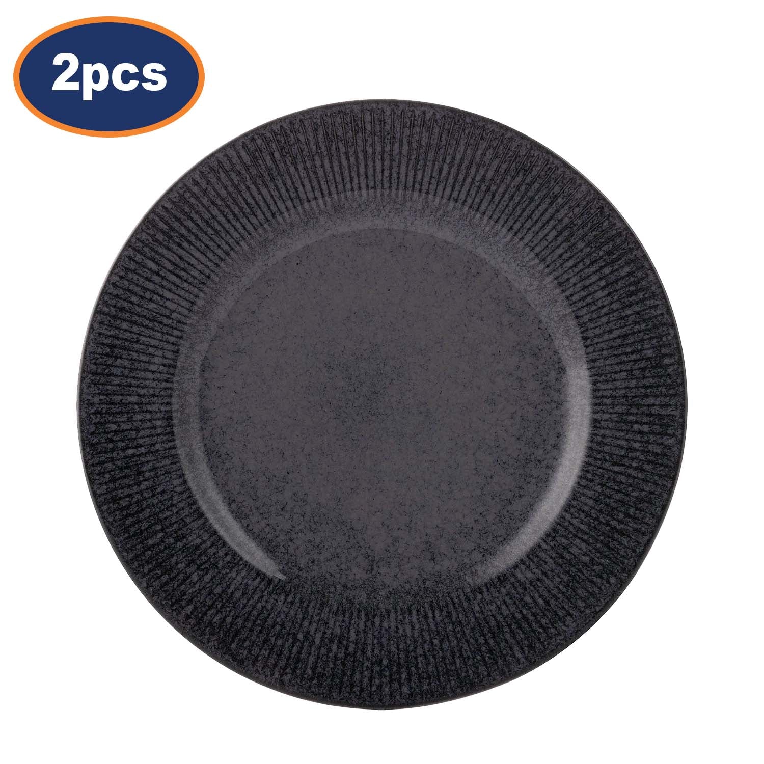 2Pcs Mason Cash 26cm Black Stoneware Reactive Glaze Dinner Plates