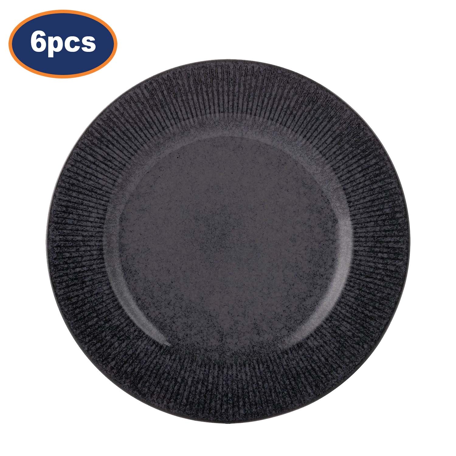 6Pcs Mason Cash 26cm Black Stoneware Reactive Glaze Dinner Plates