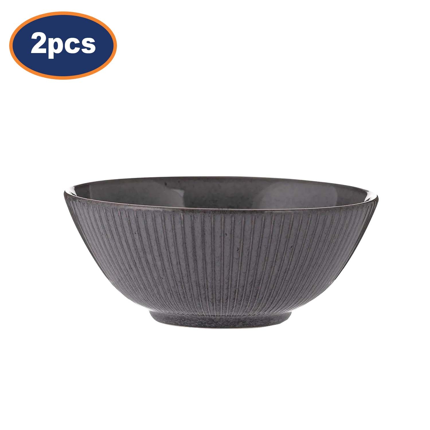 2Pcs Mason Cash 16.3cm Black Stoneware Reactive Glaze Bowls