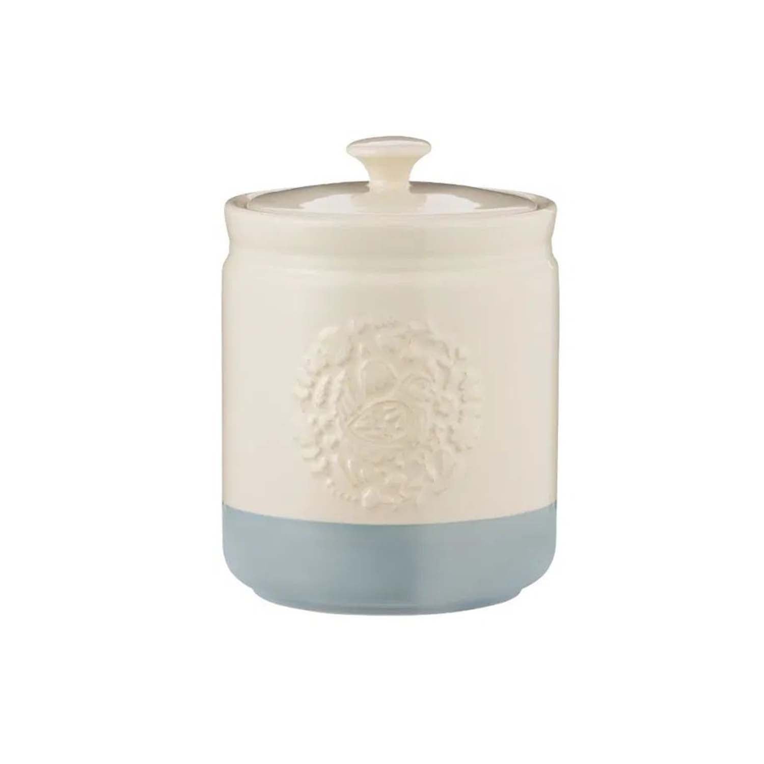 1L Cream & Blue Stoneware Farm Cockerel Coffee Tea Sugar Airtight Canister