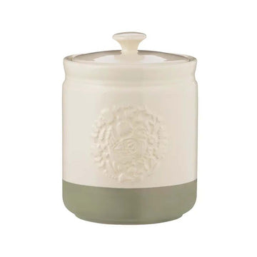 1.5L Cream & Sage Green Stoneware Farm Cockerel Hen Airtight Canister