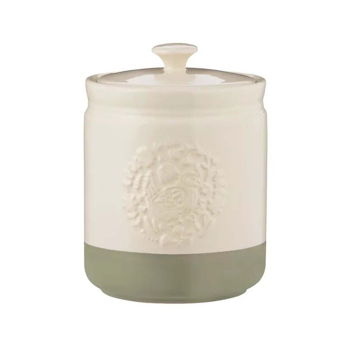 1.5L Cream & Sage Green Stoneware Farm Cockerel Hen Airtight Canister