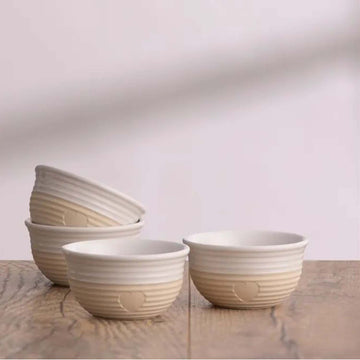 4Pcs 150ml Stoneware Debossed Heart Design Mini Bowls