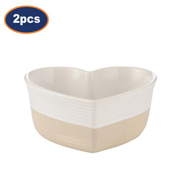 2Pcs 350ml Stoneware Heart Shaped Baking Mould Serving Dishes